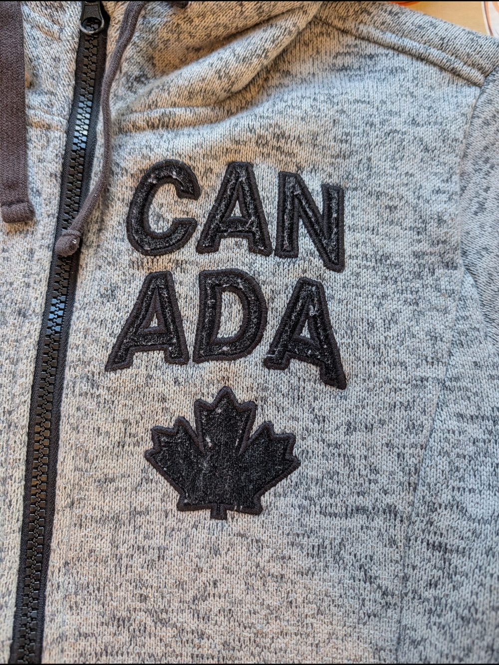 Joe Fresh Heather Gray Hooded Zip-Up Jacket with CANADA Emblem - Picture 2 of 6